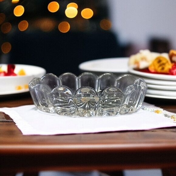 Open Glass Salt Cellar Oval Starburst Antique Clear Oblong Victorian Art Deco. - Picture 11 of 16